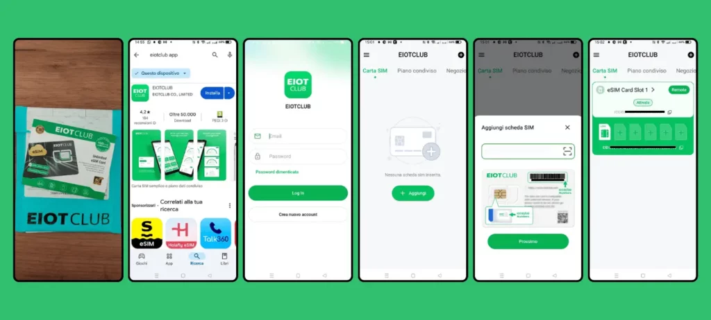 EIOT CLUB Physical eSIM in viaggio su uno smartphone non compatibile (INFO GRAFICA)